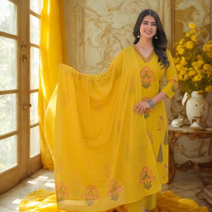 SUIT SET WITH DUPATTA-YELLOW
