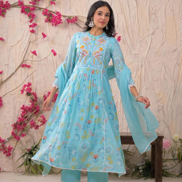 3 Pcs Anarkali Suit | Mul Mul Fabrick Suit with Dupatta & Salwar