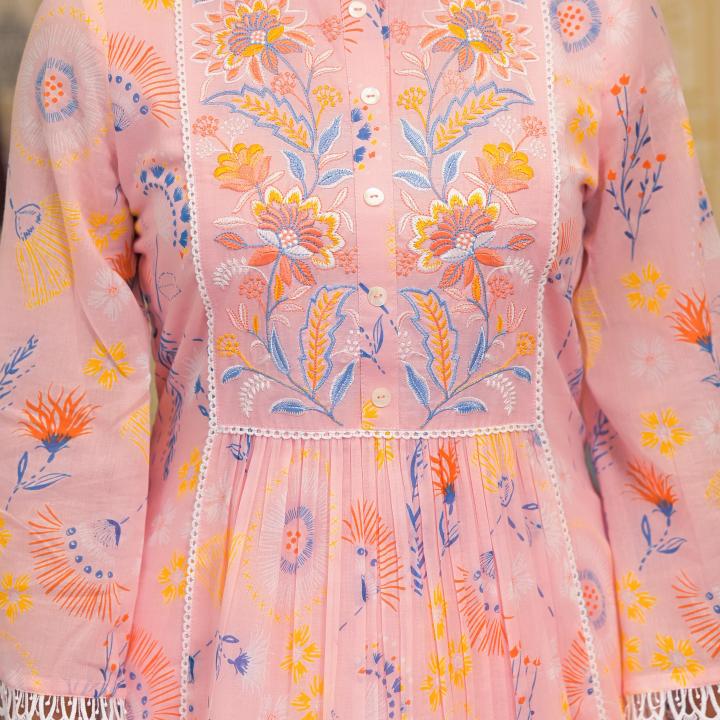 3 Pcs Anarkali Suit | Mul Mul Fabrick Suit with Dupatta & Salwar