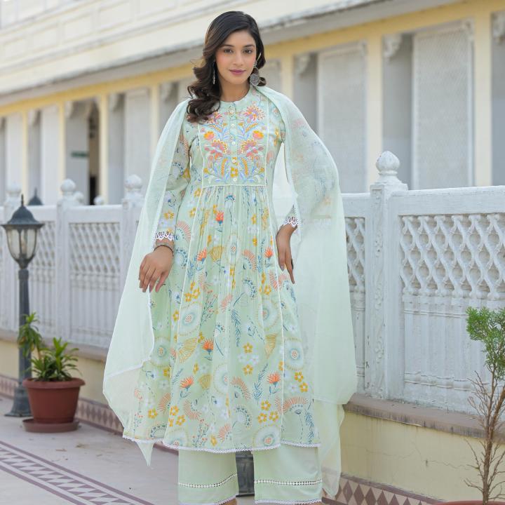 3 Pcs Anarkali Suit | Mul Mul Fabrick Suit with Dupatta & Salwar